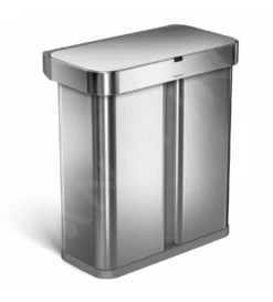 Simplehuman Cubos De Basura - Cubo De Basura Con Apertura Sin Contacto Para Residuos Clasificados, Con Sensor De Voz Y De Movimiento, 58 L, Acero Inoxidable Cepillado ST2036