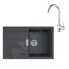 Franke Conjuntos De Cocina - Conjunto De Cocina T104, Tectonitový Dřez S2D 611-78 Y Grifo FP 9000.031, Negro/cromo 143.0675.726