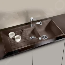 Blanco Zia 6 - Fregadero De Silgranite, 1000x500 Mm, Con Control De Desagüe, Café 515071 -Cocina Tienda De Ventas 0a707f1cd17d472f30980569