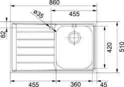 Franke Neptun - Fregadero De Acero Inoxidable NEX 611/2, 860x510 Mm 101.0120.271 -Cocina Tienda De Ventas 0c50377e616286fc39d61004