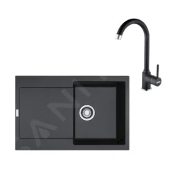 Franke Conjuntos De Cocina - Conjunto De Cocina G168, Fregadero De Fragranite MRG 611 Y Grifo FP 9000.071, Onyx 114.0587.950