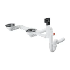 Hansgrohe Juegos De Desagüe - Conjunto De Desagüe Y Rebosadero Para Fregadero De Granito Dos Senos, Cromo 43928000