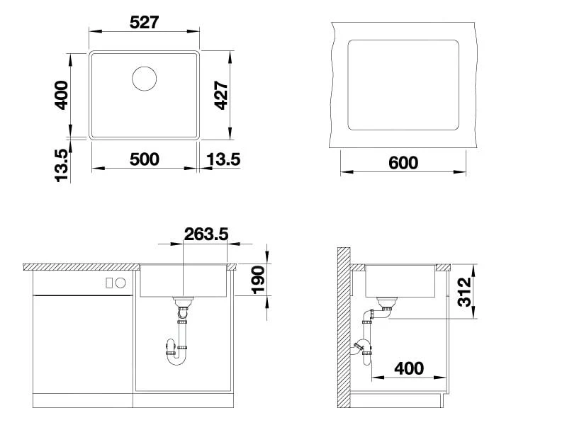 Blanco Subline 500 - Fregadero De Silgranite, 527x427 Mm, Blanco 523535 2 Blanco Subline 500 - Fregadero De Silgranite, 527x427 Mm, Blanco 523535 - Imagen 2