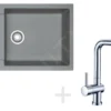 Franke Conjuntos De Cocina - Conjunto De Cocina G75, Fregadero De Fragranite MRG 611-78, Piedra Gris + Grifo Samoa, Cromo 114.0365.430