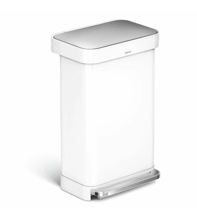 Simplehuman Cubos De Basura - Cubo De Basura Con Bolsillo Para Bolsas, 45 L, Blanco CW2027 1 Simplehuman Cubos De Basura - Cubo De Basura Con Bolsillo Para Bolsas, 45 L, Blanco CW2027