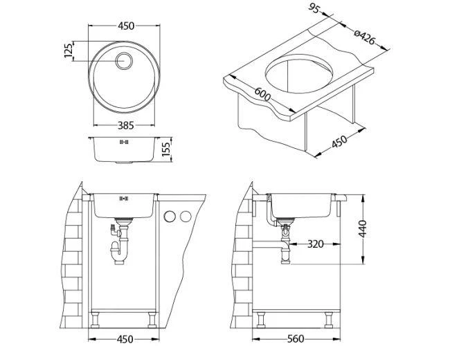Alveus Form - Fregadero Diámetro 450 Mm, Desagüe 90 Mm, Acero Inoxidable 1084837 2 Alveus Form - Fregadero Diámetro 450 Mm, Desagüe 90 Mm, Acero Inoxidable 1084837 - Imagen 2