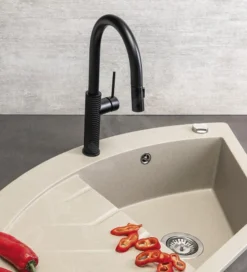 Sapho Grifería - Grifo De Fregadero Con Ducha Extraíble, Negro Mate FR576B -Cocina Tienda De Ventas 2dbfbf5610a6cad1cc340218