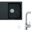 Franke Conjuntos De Cocina - Conjunto De Cocina T32, Fregadero De Tectonite OID 611-78, Negro + Grifo FN 0147, Cromo 114.0366.065