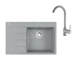 Franke Conjuntos De Cocina - Conjunto G235, Fregadero De Fragranite CNG 611-78 TL/7 Y Grifo FP 9000.084, Piedra Gris 114.0650.847