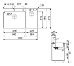 Franke Box Center - Fregadero BWX 220/620-54-27/2, 860x510 Mm, Acero Inoxidable 127.0538.259 -Cocina Tienda De Ventas 37a5b1768cad4b0af82b940b