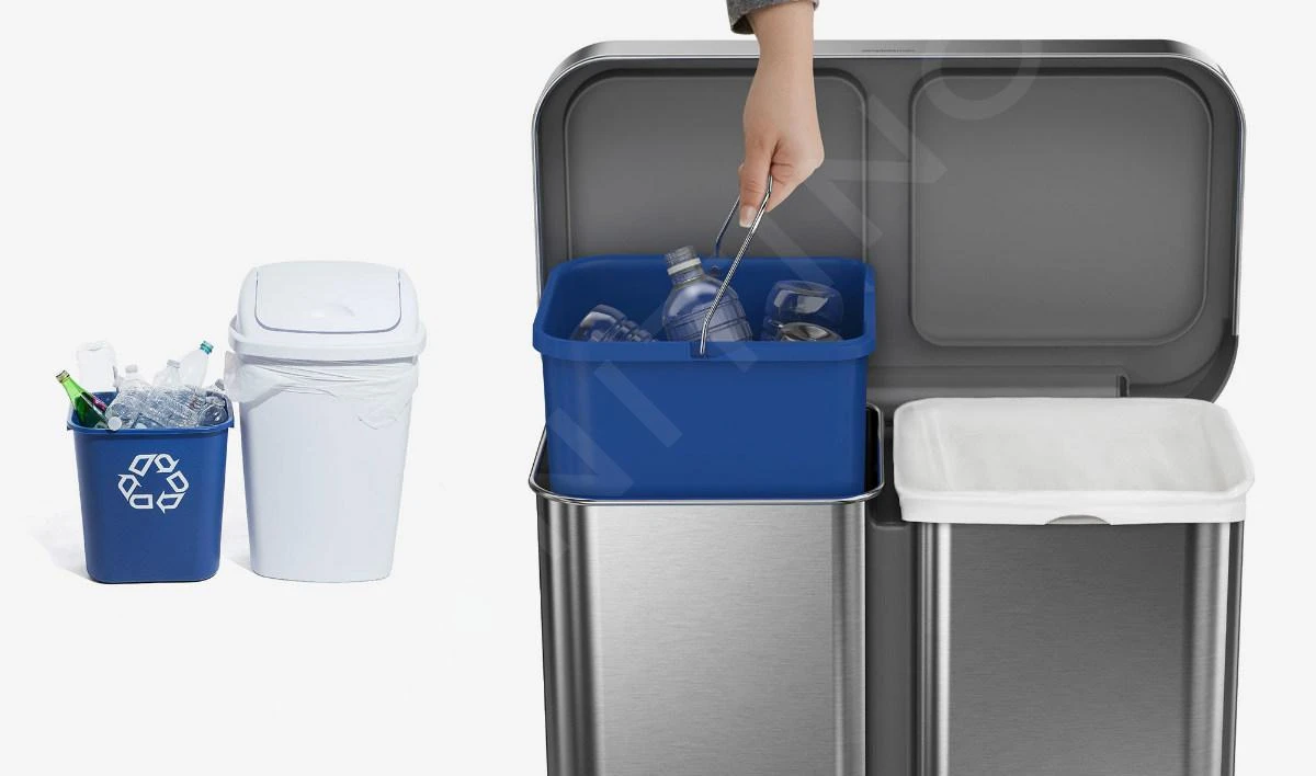 Simplehuman Cubos De Basura - Cubo De Basura Para Residuos Clasificados, Con Bolsillo Para Bolsas, 58 L, Acero Inoxidable Cepillado CW2025 3 Simplehuman Cubos De Basura - Cubo De Basura Para Residuos Clasificados, Con Bolsillo Para Bolsas, 58 L, Acero Inoxidable Cepillado CW2025 - Imagen 3