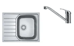 Franke Conjuntos De Cocina - Conjunto N76, Fregadero De Acero Inoxidable SKN 611-63 Y Grifo FB 250.031, Acero Inoxidable/cromo 101.0618.837