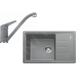 Franke Conjuntos De Cocina - Conjunto De Cocina G117, Fregadero De Fragranite BSG 611-62, Piedra Gris + Grifo FC 9541.084, Piedra Gris 114.0440.712