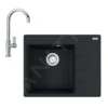 Franke Conjuntos De Cocina - Conjunto G214, Fregadero De Fragranite CNG 611-62 TL/2 Y Grifo FP 0408.031, Negro Mate/cromo 114.0650.764