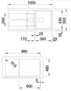 Blanco Metra 6 - Fregadero De Silgranite, 1000x500 Mm, Con Control De Desagüe, Tartufo 517354 -Cocina Tienda De Ventas 4d164eada1143cfe358d7103