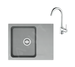 Franke Conjuntos De Cocina - Set T94, Tectonitový Dřez OID 611-62 Y Grifo FP 9000.031, Gris/cromo 143.0675.616