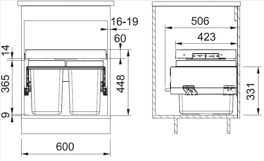 Franke Sortery - Cubo De Basura Integrado FX 60 26-11-11 121.0557.763 2 Franke Sortery - Cubo De Basura Integrado FX 60 26-11-11 121.0557.763 - Imagen 2