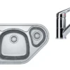 Franke Conjuntos De Cocina - Conjunto N81, Fregadero De Esquina De Acero Inoxidable SKX 651 E Y Grifo FC 9547.031, Acero Inoxidable/cromo 101.0618.836
