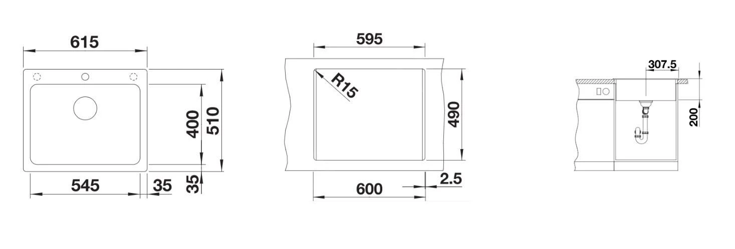 Blanco Naya 6 - Fregadero De Silgranite, 615x510 Mm, Aluminium 519640 2 Blanco Naya 6 - Fregadero De Silgranite, 615x510 Mm, Aluminium 519640 - Imagen 2