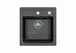 Alveus Atrox - Fregadero De Granito 470x500 Mm, Con Control De Desagüe, Carbon 1131990