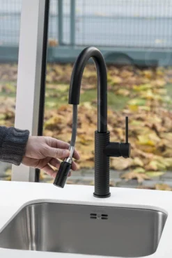 Sapho Grifería - Grifo De Fregadero Con Ducha Extraíble, Negro Mate FR576B -Cocina Tienda De Ventas 5e79aa21fdfdba3c973a5f67