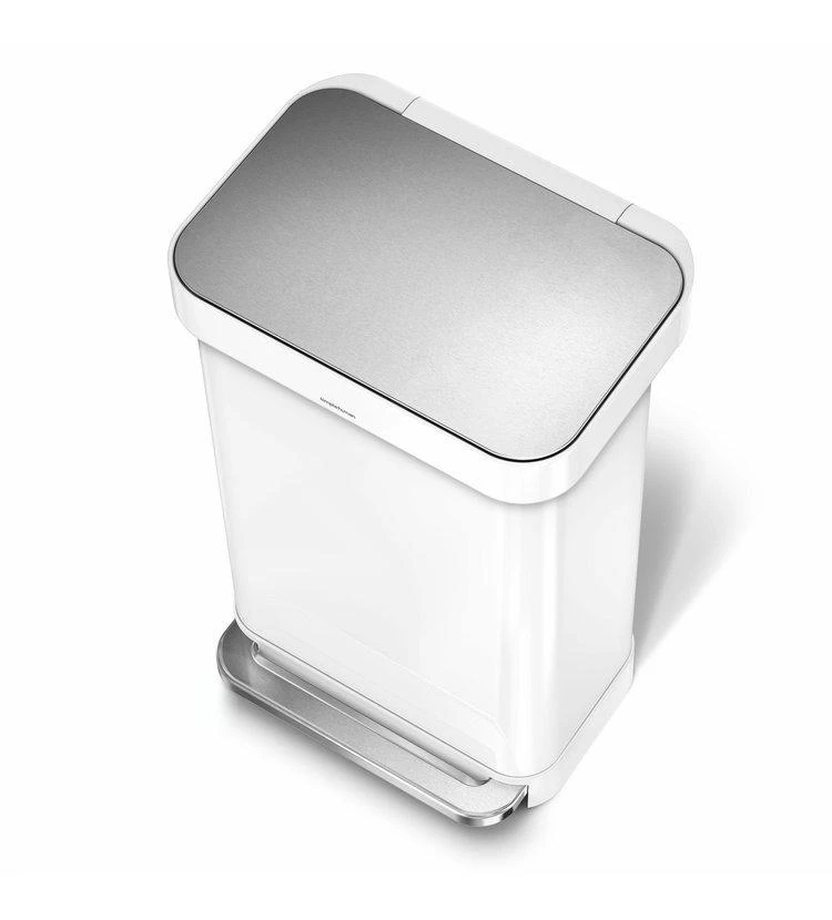 Simplehuman Cubos De Basura - Cubo De Basura Con Bolsillo Para Bolsas, 45 L, Blanco CW2027 3 Simplehuman Cubos De Basura - Cubo De Basura Con Bolsillo Para Bolsas, 45 L, Blanco CW2027 - Imagen 3