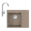 Franke Conjuntos De Cocina - Conjunto G214, Fregadero De Fragranite CNG 611-62 TL/2 Y Grifo FP 0408.031, Cachemira/cromo 114.0650.760