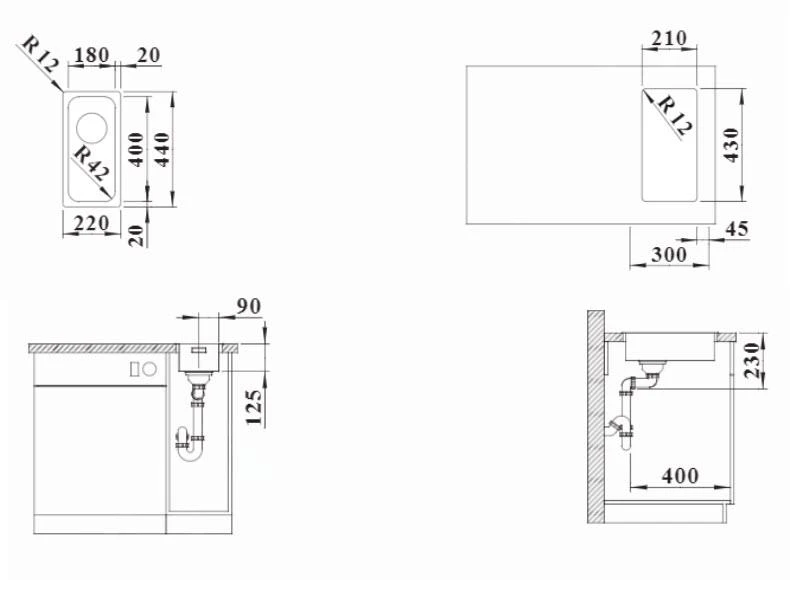 Blanco Solis 180 - Fregadero, 220x440 Mm, Acero Inoxidable Cepillado 526114 2 Blanco Solis 180 - Fregadero, 220x440 Mm, Acero Inoxidable Cepillado 526114 - Imagen 2