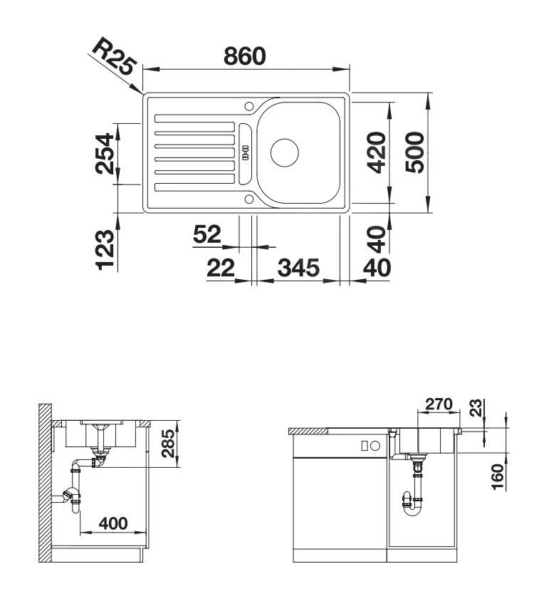 Blanco Lantos 45 - Fregadero, 860x500 Mm, Con Control De Desagüe, Acero Inoxidable Cepillado 519717 2 Blanco Lantos 45 - Fregadero, 860x500 Mm, Con Control De Desagüe, Acero Inoxidable Cepillado 519717 - Imagen 2