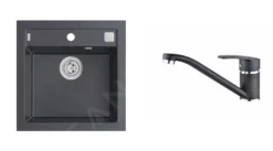 Alveus Conjuntos De Cocina - Conjunto De Fregadero Formic 20 Y Grifo Nina, Carbon SETA071