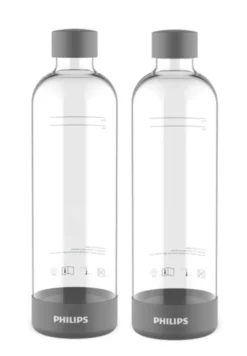 Philips GoZero - Botella Para Máquina Para Hacer Agua Con Gas, 2 Uds, Capacidad De 1 L, Plástico/gris ADD911GR/10