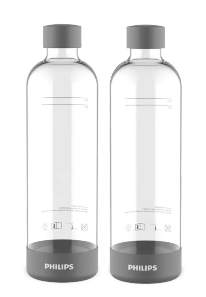 Philips GoZero - Botella Para Máquina Para Hacer Agua Con Gas, 2 Uds, Capacidad De 1 L, Plástico/gris ADD911GR/10 1 Philips GoZero - Botella Para Máquina Para Hacer Agua Con Gas, 2 Uds, Capacidad De 1 L, Plástico/gris ADD911GR/10