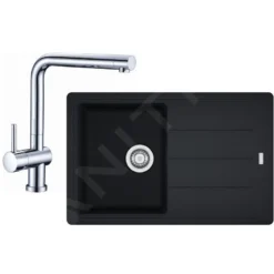 Franke Conjuntos De Cocina - Conjunto De Cocina G97, Fregadero De Granito BFG 611-78, ónix + Grifo SAMOA, Cromo 114.0439.152