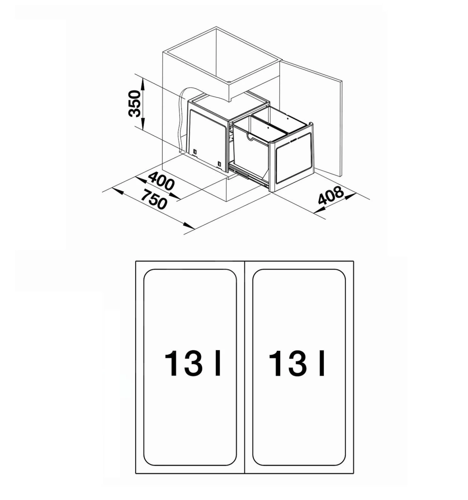 Blanco Botton Pro - Cubo De Basura Extraíble, Con Separación, Capacidad 26 L 517468 2 Blanco Botton Pro - Cubo De Basura Extraíble, Con Separación, Capacidad 26 L 517468 - Imagen 2