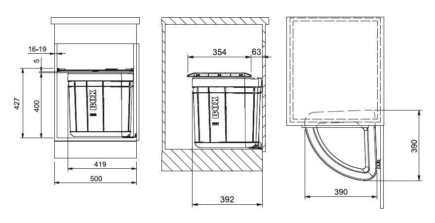 Franke Sortery - Cubo De Basura Integrado Solo 50 Mm, Negro 121.0307.568 2 Franke Sortery - Cubo De Basura Integrado Solo 50 Mm, Negro 121.0307.568 - Imagen 2