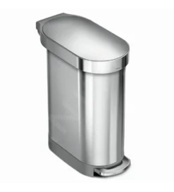Simplehuman Cubos De Basura - Cubo De Basura Slim 45 L, Acero Inoxidable Cepillado CW2044