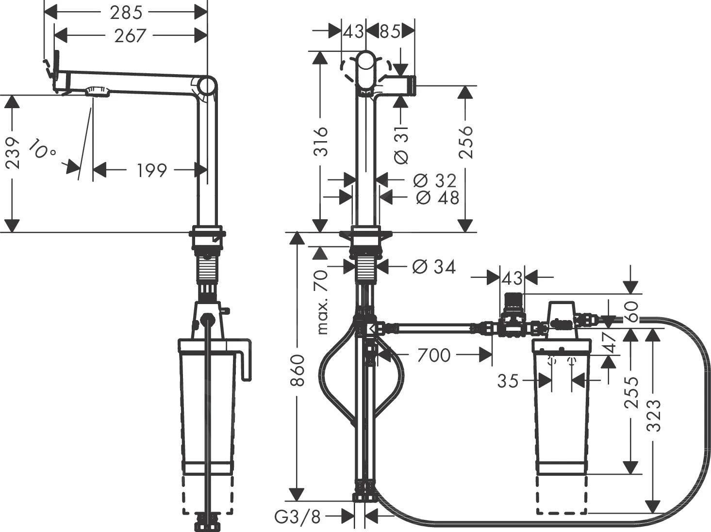 Hansgrohe Aqittura M91 - Grifo De Fregadero Con Filtración, Cromo 76802000 2 Hansgrohe Aqittura M91 - Grifo De Fregadero Con Filtración, Cromo 76802000 - Imagen 2