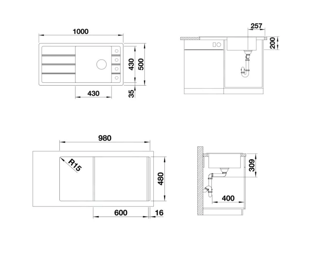 Blanco Faron XL 6 - Fregadero De Silgranite, 1000x500 Mm, Aluminium 524805 2 Blanco Faron XL 6 - Fregadero De Silgranite, 1000x500 Mm, Aluminium 524805 - Imagen 2
