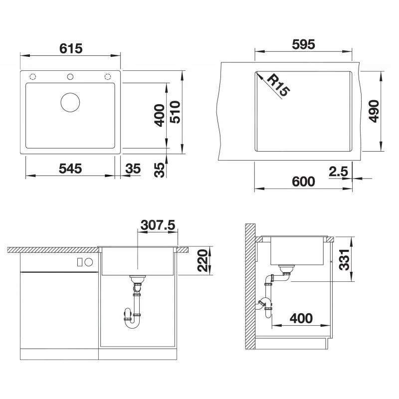 Blanco Pleon 6 - Fregadero De Silgranite, 615x510 Mm, Negro 525953 2 Blanco Pleon 6 - Fregadero De Silgranite, 615x510 Mm, Negro 525953 - Imagen 2