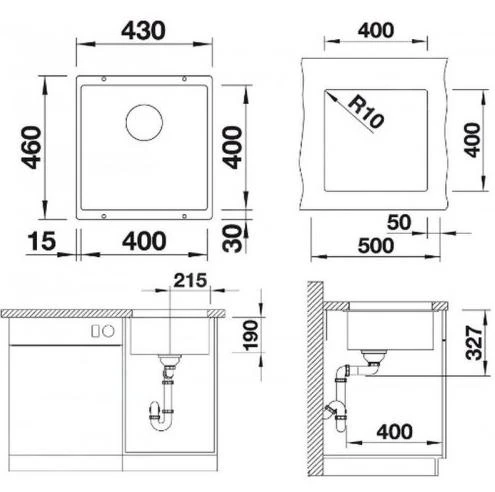 Blanco Subline 400 - Fregadero De Silgranite, 430x460 Mm, Antracita 523422 2 Blanco Subline 400 - Fregadero De Silgranite, 430x460 Mm, Antracita 523422 - Imagen 2