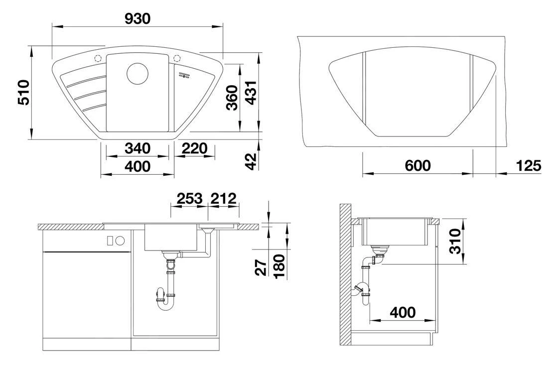 Blanco Zia 9 - Fregadero De Silgranite, 930x510 Mm, Gris 527395 2 Blanco Zia 9 - Fregadero De Silgranite, 930x510 Mm, Gris 527395 - Imagen 2