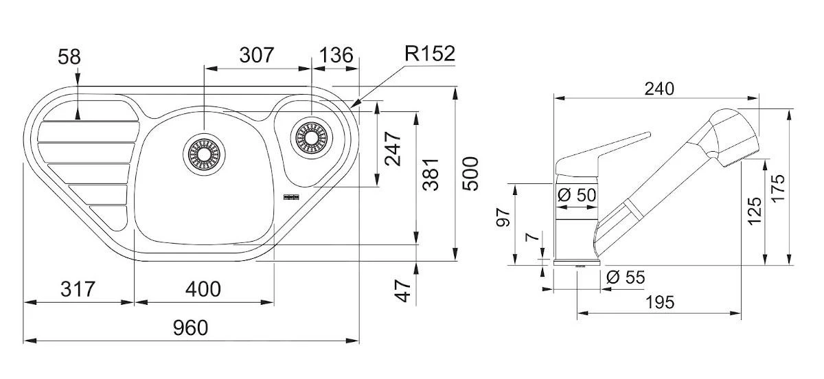 Franke Conjuntos De Cocina - Conjunto N81, Fregadero De Esquina De Acero Inoxidable SKX 651 E Y Grifo FC 9547.031, Acero Inoxidable/cromo 101.0618.836 2 Franke Conjuntos De Cocina - Conjunto N81, Fregadero De Esquina De Acero Inoxidable SKX 651 E Y Grifo FC 9547.031, Acero Inoxidable/cromo 101.0618.836 - Imagen 2