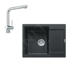 Franke Conjuntos De Cocina - Conjunto G7, Fregadero De Fragranite MRG 611-62 Y Grifo Samoa, Negro Mate/cromo 114.0650.568