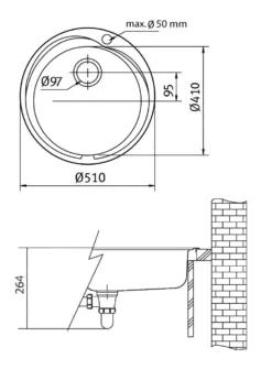 Franke Rondo - Fregadero De Acero Inoxidable RON 610-41, Diámetro 510 Mm 101.0684.383 -Cocina Tienda De Ventas 963fbf188d1d2405d3645ad8