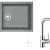 Franke Conjuntos De Cocina - Conjunto De Cocina G76, Fregadero De Fragranite MRG 611-78, Piedra Gris + Grifo FN 0147, Cromo 114.0365.684