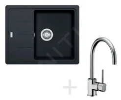 Franke Conjuntos De Cocina - Conjunto De Cocina G54, Fregadero De Granito BFG 611-62, ónix + Grifo FC 650, Cromo 114.0323.799