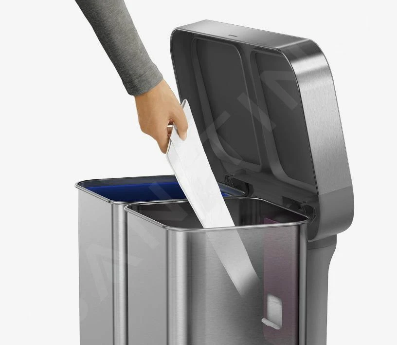 Simplehuman Cubos De Basura - Cubo De Basura Para Residuos Clasificados, Con Bolsillo Para Bolsas, 58 L, Acero Inoxidable Cepillado CW2025 11 Simplehuman Cubos De Basura - Cubo De Basura Para Residuos Clasificados, Con Bolsillo Para Bolsas, 58 L, Acero Inoxidable Cepillado CW2025 - Imagen 11