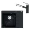 Franke Conjuntos De Cocina - Conjunto G215, Fregadero De Fragranite CNG 611-62 TL/2 Y Grifo FC 3055.901, Negro Mate/cromo 114.0675.669
