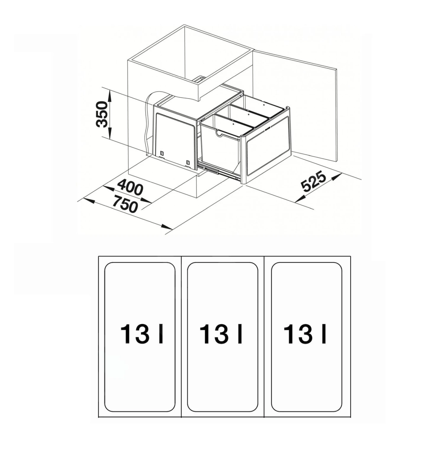 Blanco Botton Pro - Cubo De Basura Extraíble, Con Separación, Capacidad 39 L 517469 2 Blanco Botton Pro - Cubo De Basura Extraíble, Con Separación, Capacidad 39 L 517469 - Imagen 2