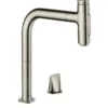 Hansgrohe M71 - Grifo De Fregadero M7120-H200 Con Ducha Extraíble, Instalación De 2 Orificios, SBOX, Aspecto De Acero Inoxidable 73818800